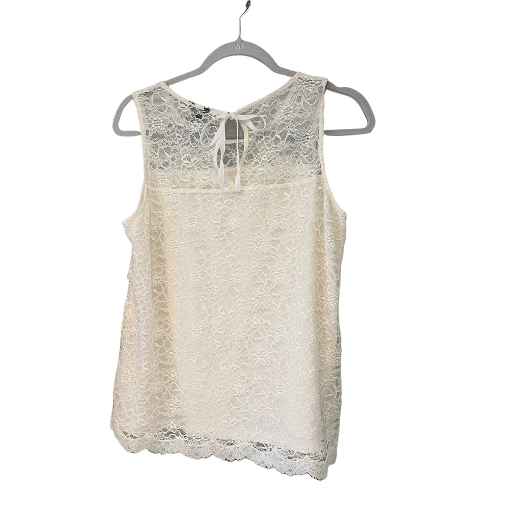 Ann Taylor Off White Tiered Lace Sleeveless Top - Picture 4 of 12